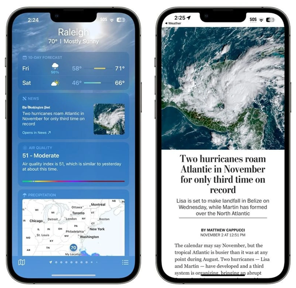 新疆苹果14维修分享iPhone 14手机如何看天气时顺带看新闻 