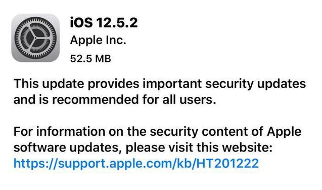 新疆苹果手机维修分享iOS12.5.2发布，建议所有老苹果用户安装 